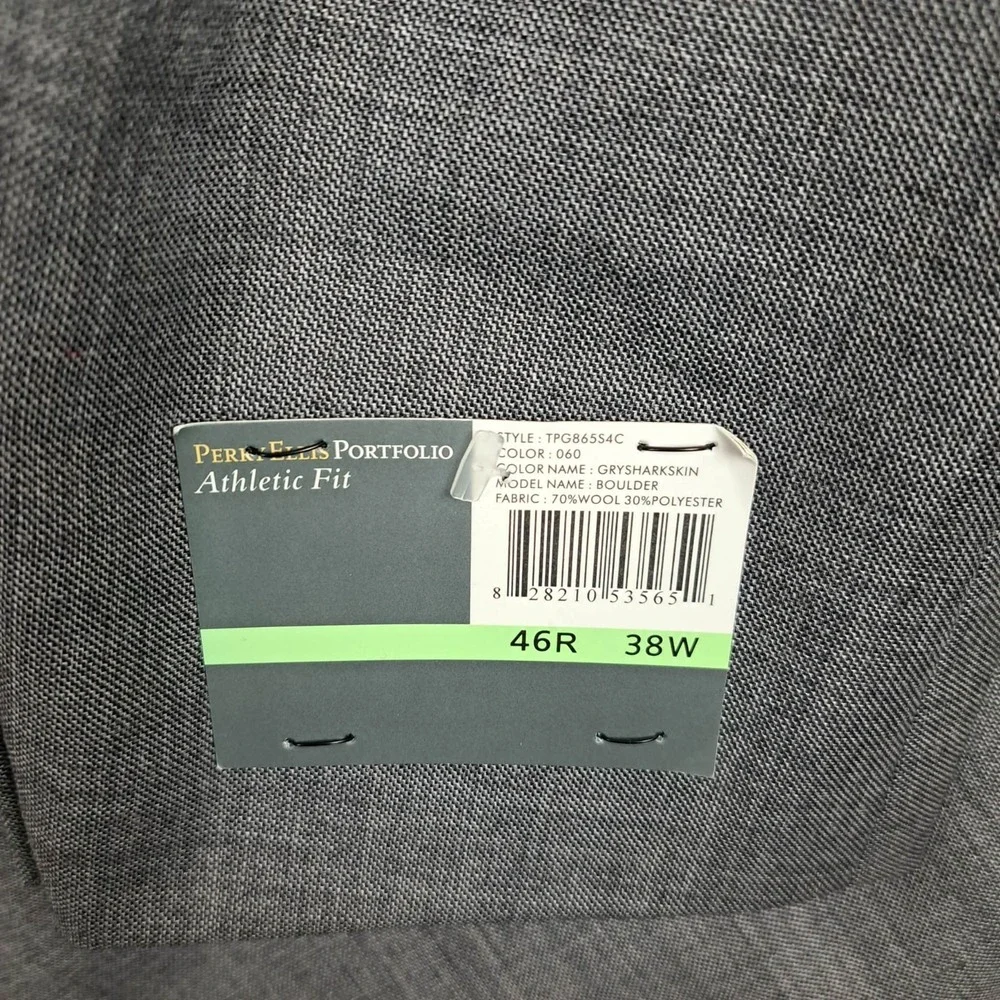 New‎ Perry Ellis Portfolio Athetic Fit Men's Jacket Size 46R 38W  Gray